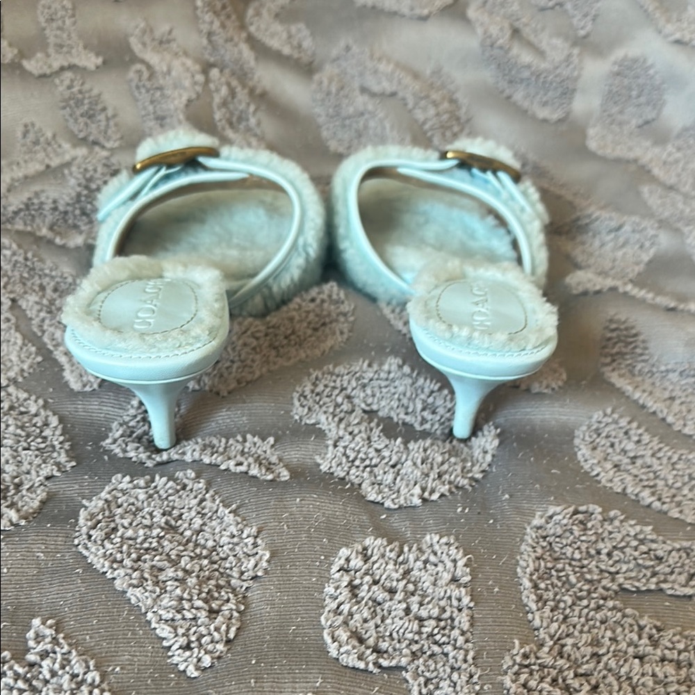 Coach Fur Blue Heels with Metallic Buckle - Picture 4 of 4